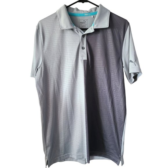 Puma Men's Size Medium PWR Cool Golf Polo Short Sleeve Colorblock Grey - Picture 1 of 8
